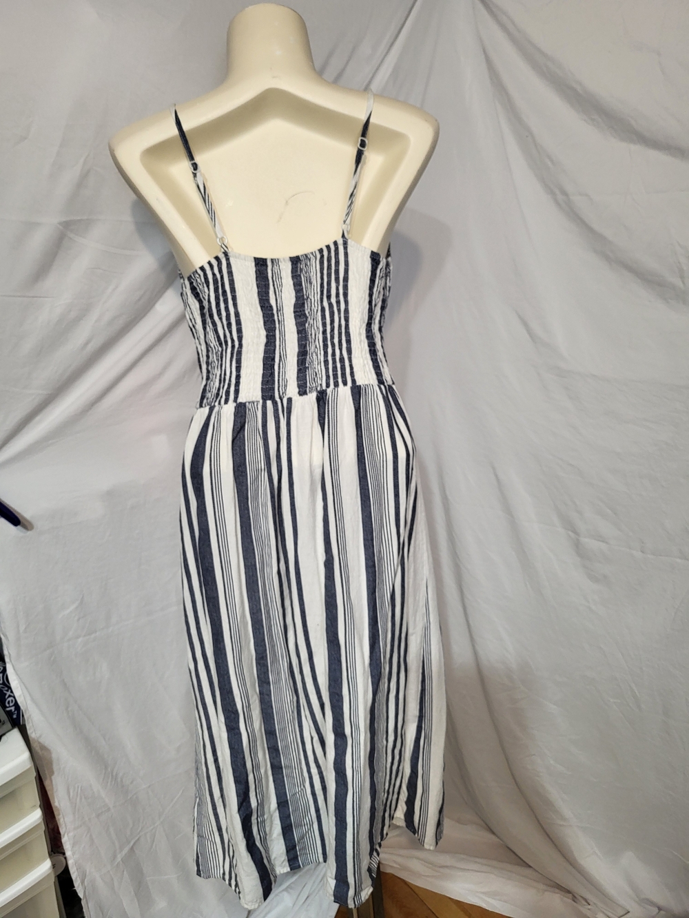 Ardene Navy and White Striped Midi Dress, Size Small - Picture 3 of 4